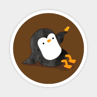 Penguin with autumn leaf Magnet